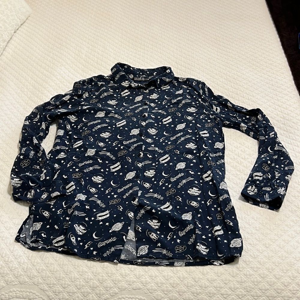 Cotton:On Long Sleeve Button Down Shirt with Cosmic Design - Size XS